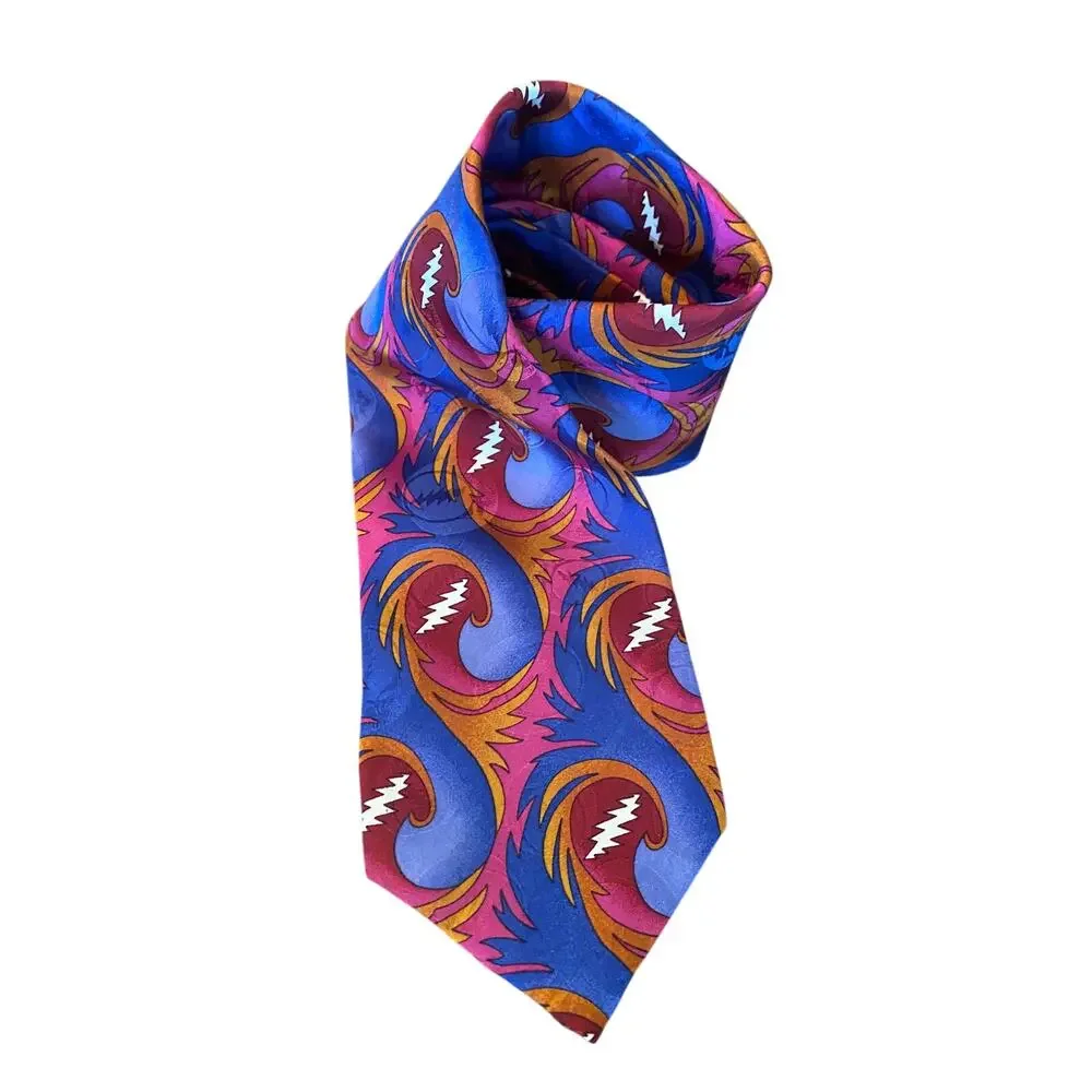 Grateful Dead Thirteen Points First Set Silk Necktie Stealie Waves‎
